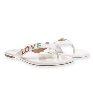 Wild Pair FANTASIA Women's Embellished Flats Thong Slide Sandals